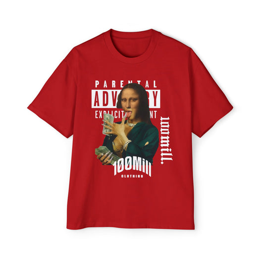 Parental Advisory Oversized Tee - Bold Red Statement Shirt