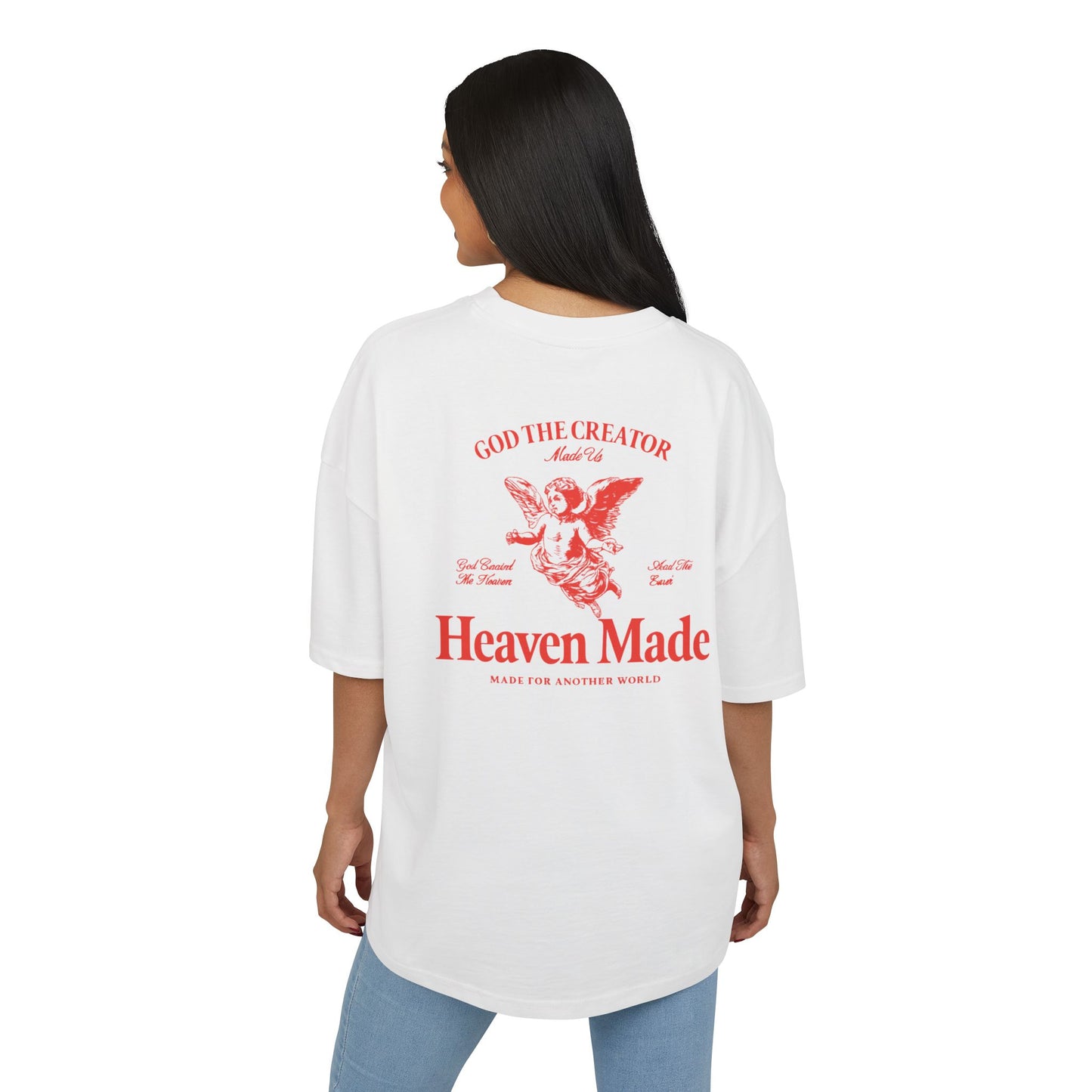 Heaven Made Tee — Angel Graphic Cotton Box T‑Shirt