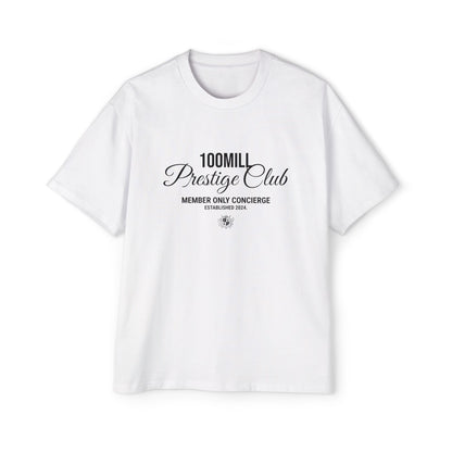 Prestige Club Tee — "100MILL Prestige Club" Graphic Oversized T-Shirt