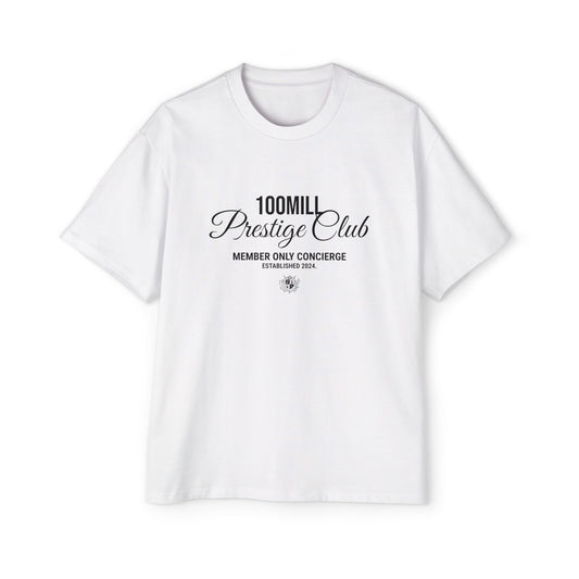 Prestige Club Tee — "100MILL Prestige Club" Graphic Oversized T-Shirt