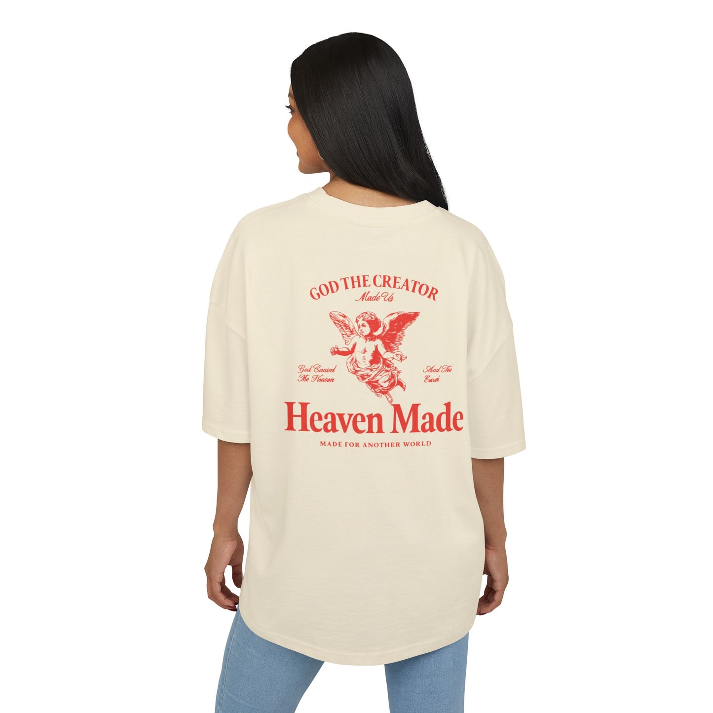 Heaven Made Tee — Angel Graphic Cotton Box T‑Shirt