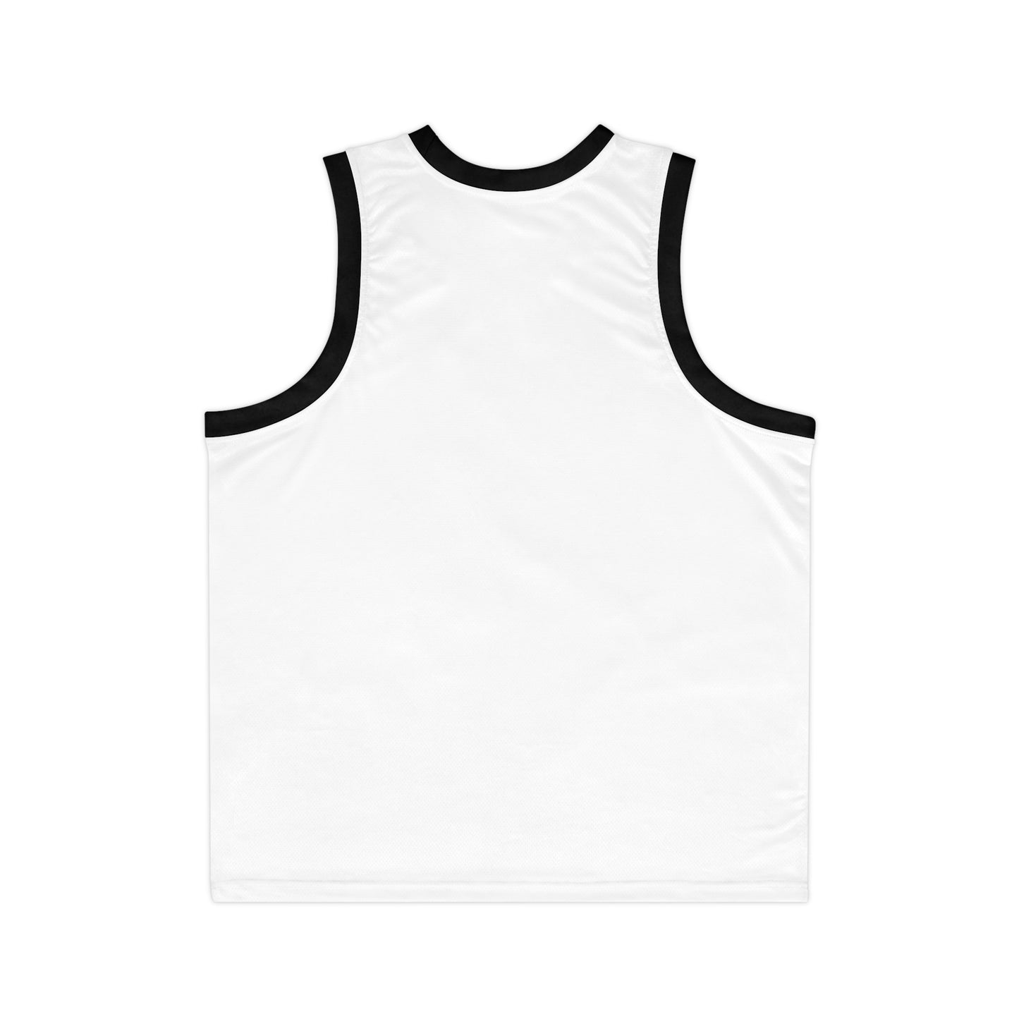 Basketball Jersey — Minimal White AOP Tank with Black Trim