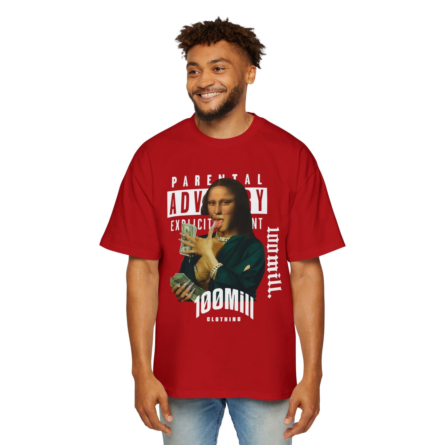 Parental Advisory Oversized Tee - Bold Red Statement Shirt